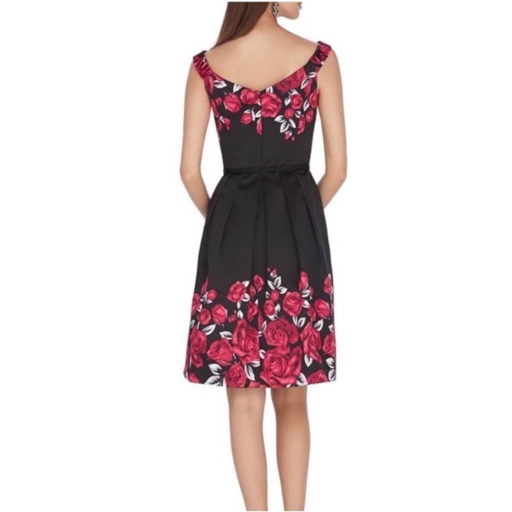 White House Black Market Sleeveless Satin Rose Print Fit and Flare Dress 12